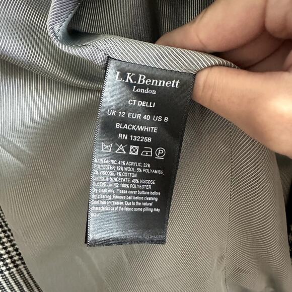 New Kate Middleton L.K. Bennett Delli Check Coat - Picture 5 of 7